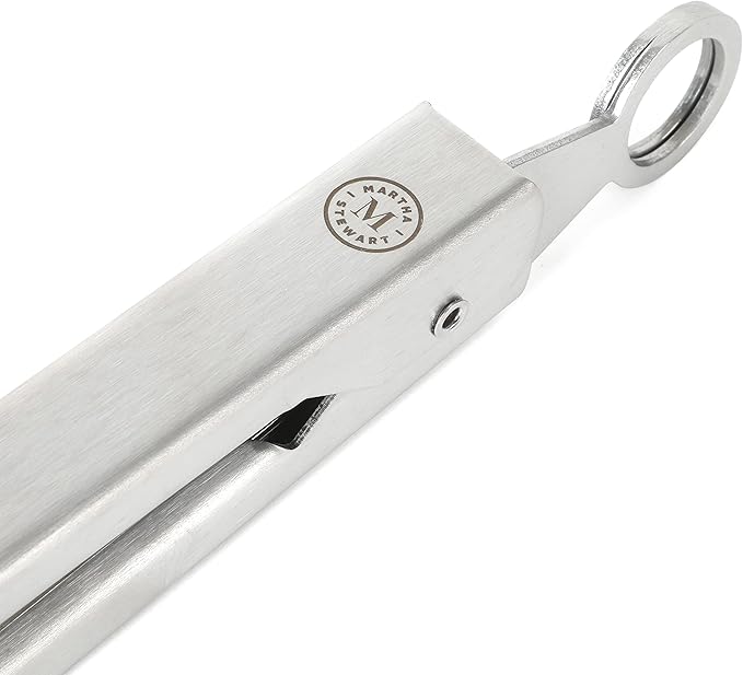 Martha Stewart Richburn 12-Inch Stainless Steel Kitchen Tongs – Durable, Heat-Resistant Cooking and Serving Tool