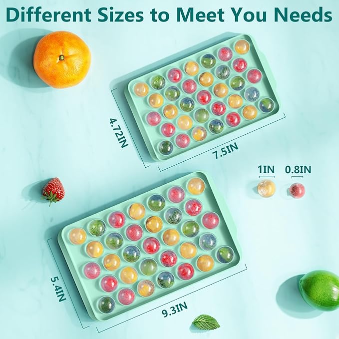 3 Pack Ice Trays for Freezer, 99 PCS Ice Cube Tray with Lid and Bin, Round Ice Cube Mold, Circle Ice Maker for Chilling Drinks (0.8 inch, Green)