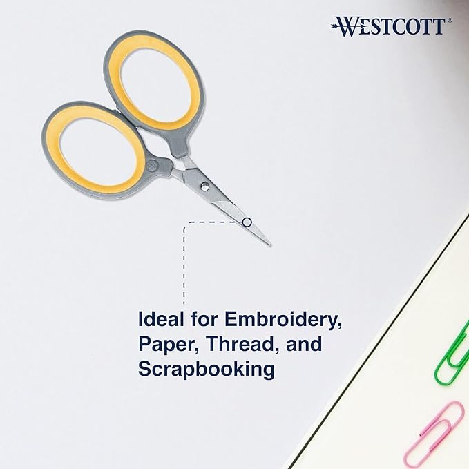 Westcott 2.5" Fine-Tip Craft Scissors with Titanium-Bonded Blades for Crafting, Sewing & More