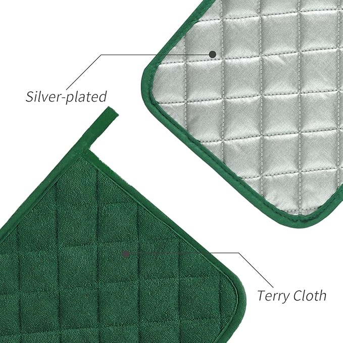 Pot Holders Buffalo Plaid Cotton Heat Resistant Potholder, Pot Holder, Hot Pads, Trivet for Cooking and Baking (5, Dark Green)