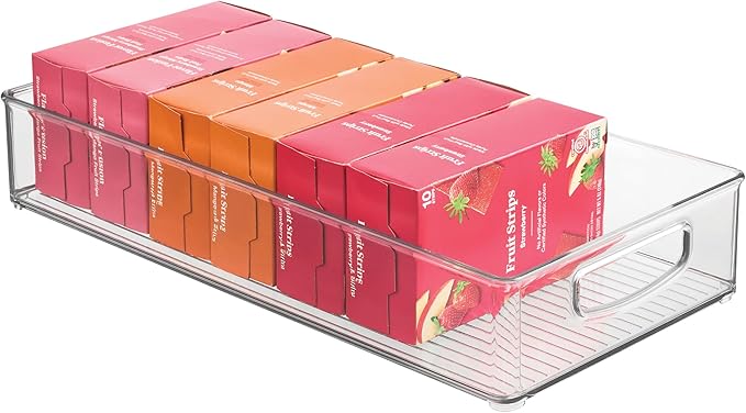 iDesign Stackable Clear Plastic Extra Long Pantry Organizers and Cabinet Storage Bins for Kitchen