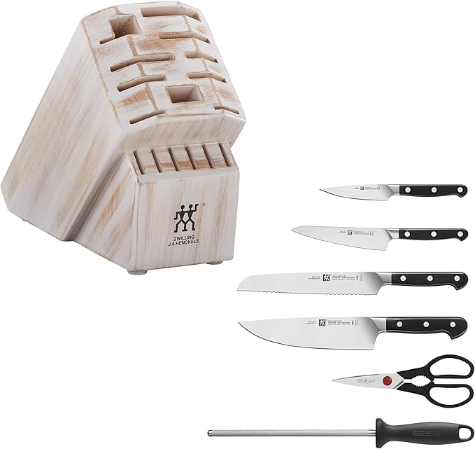 ZWILLING Pro 7-pc Knife Block Set - Rustic White