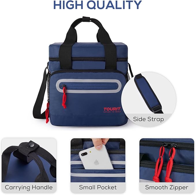 TOURIT Large Lunch Bag 14L Insulated Lunch Box Lunch Cooler for Men Women Work, Black