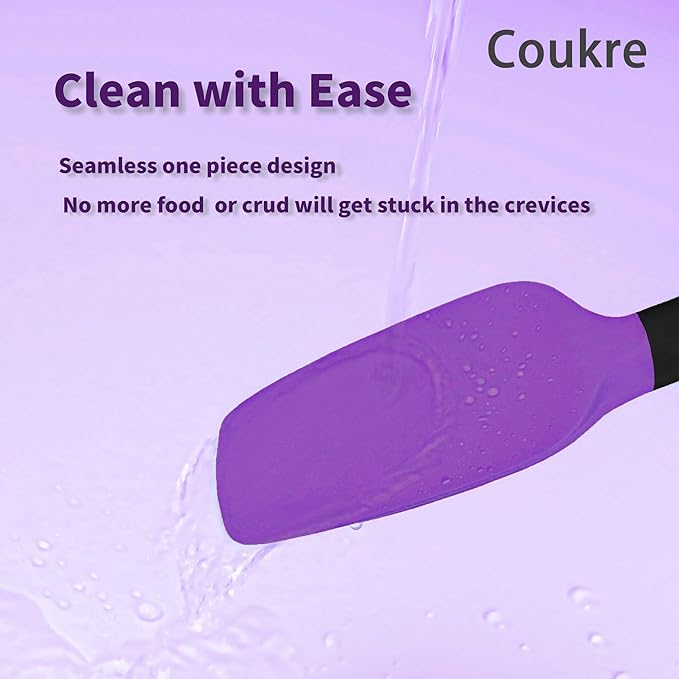Coukre Silicone Spatula Set of 5,High Temperature Resistant, Food Grade Silicone, Dishwasher Safe, for Baking, Cooking (Purple Black)
