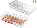 iDesign Clear Plastic Egg Holder for Fridge with Lid - 21 Egg Storage Container Organizer Bin, 2-Pack