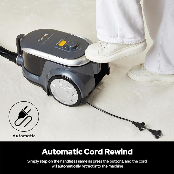 Aircliff Canister Vacuum Cleaner, Specially Designed Nozzle for Pet Family, 1200W & 17Kpa Strong Suction, 2 HEPA Filters & 5 Cleaning Tools for Hard Floor, Carpet, Upholstery, Pet Hair(Sliver)