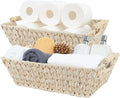 GRANNY SAYS 2-Pack Wicker Storage Baskets, Wicker Baskets for Organizing, Large Basket with Handles, Waterproof Woven Basket, Trapezoid Storage Baskets for Shelves, Butter Milk