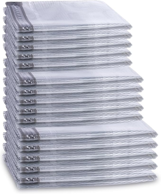 15-Pack Vacuum Storage Bags for Travel, Large/Medium/Small Compression Bags for Clothes (No Pump)