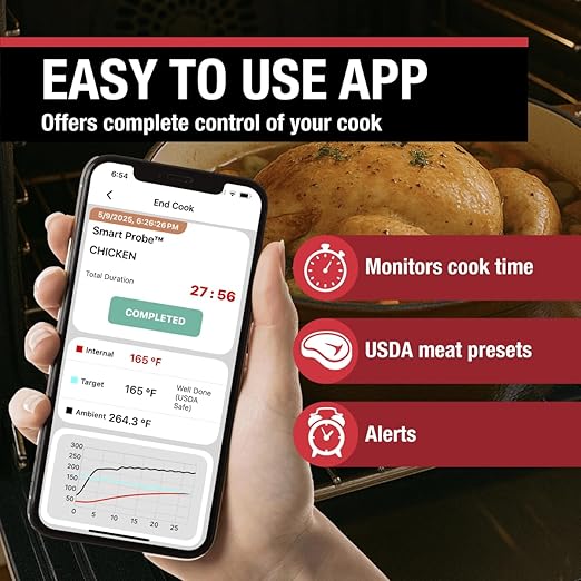 CDN Smart Probe Bluetooth Meat Thermometer | Wireless Digital Thermometer with NSF Certified Probe | Remote Temperature Monitoring via App for iOS & Android | for Oven, BBQ, Grill, Smoker | STP212