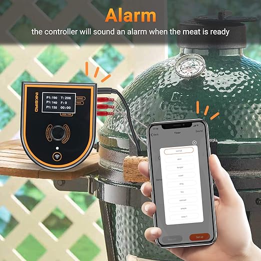 INKBIRD WiFi & Bluetooth BBQ Temperature Controller ISC-007BW Kit, Automatic Smoker Fan Controller Grill Thermometer with 3 Probes for Big Green Egg, Kamado, WSM, Kettle, Akorn - Storage Carrying Case