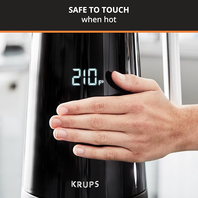 KRUPS Smart Temp Electric Kettle: 1.7L Capacity, 5 Precise Temperature Settings, Digital Display, Cool-Touch Exterior, Cordless Design for Tea and Coffee Lovers