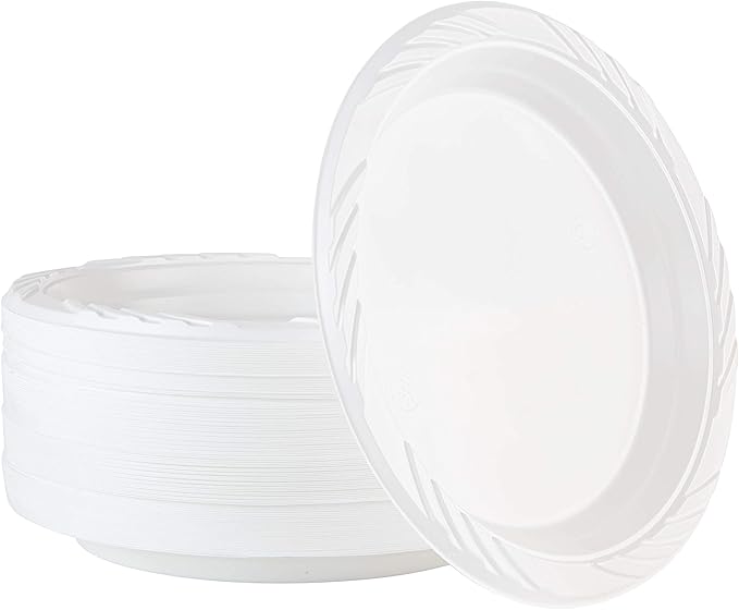 PLASTICPRO 100 Count Disposable 7 Inch White Plastic Plates
