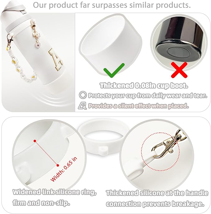 SITKOL Silicone Boot Cute Monogram Set Compatible with Owala Water Bottle 24 oz, 32 oz, 40 oz - Perfect Letter Owala Accessories for Owala Tumbler, Owala Free Sip, Pink Owala, Black Owala