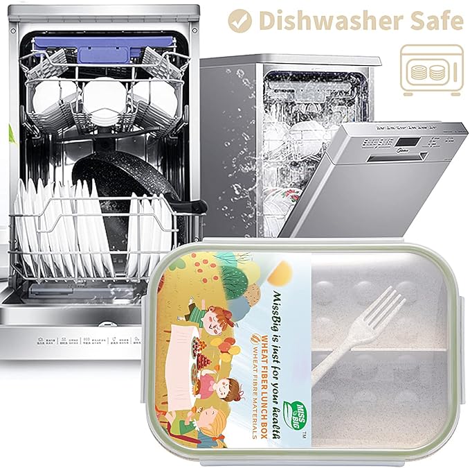 MISS BIG® Bento Box,Bento Box Adult,Lunch Box,Leak Proof Lunch Containers,No BPAs and No Chemical Dyes Bento Lunch Box,Dishwasher and Microwave Safe Lunch Containers for Adults(1900ml White)