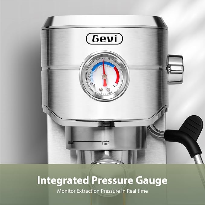 Gevi Commercial Espresso and Coffee Makers, Professional 20 Bar Espresso Maker with Milk Frother, Stainless Steel Expresso Coffee Machines for Home, Compact Cappuccino Machine, Great Gift