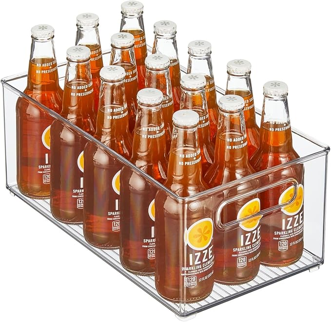 mDesign Deep Plastic Kitchen Storage Organizer Container Bin for Pantry, Cabinet, Cupboard, Shelves, Fridge, or Freezer - Holds Dry Goods, Sauces, Condiments, Drinks, 2 Pack, Clear
