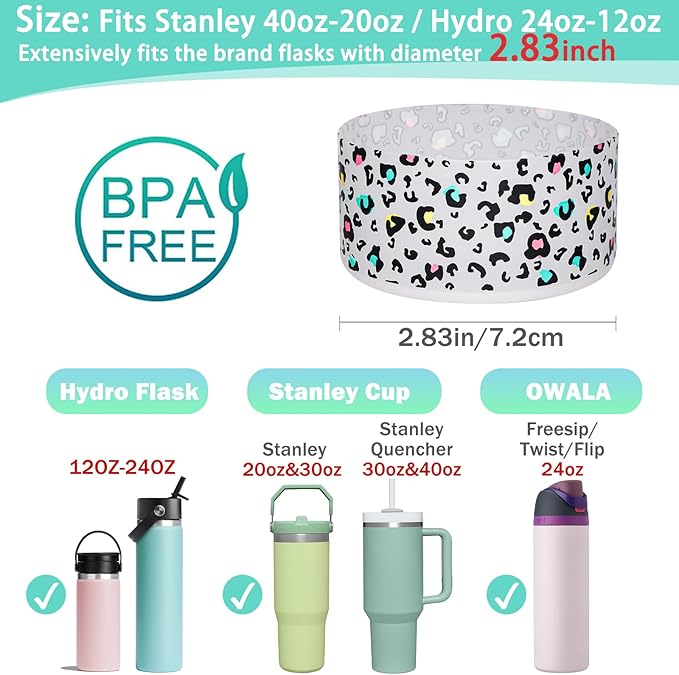 WK IEASON Protective Silicone Base Boot for Hydro Flask Mouth, Anti-Slip Silicone Sleeve Cover Bumper for Hydro Water Bottle Accessories -2.83inch Bottom Diameter