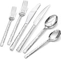 KINGSTONE 36 Piece Silverware Set with Steak Knives, Hammered Silverware Set for 6, 18/10 Stainless Steel Flatware, Cutlery Set for Home, Party, Wedding, Mirror Polished Dishwasher Safe