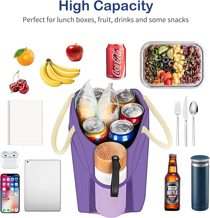 DALINDA Lunch Bag Lunch Box for Women Men Reusable Insulated Lunch Bags for Adults,Leakproof Cute Cooler Lunch Tote Bag, Large Capacity for Work Travel Picnic