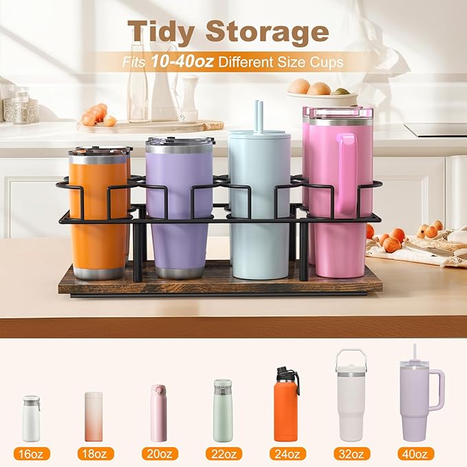 Housolution 2 Pack Pull Out Water Bottle Organizer for Cabinet, Slide Out Tumbler Storage Organizer for 10 to 40 oz Cups, Sliding Cup Holder Rack Compatible with Stanley and Other Brands (Patented)