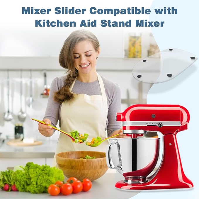 Mixer Slider Mat for Kitchen Aid 4.5-5 Qt Tilt Head Stand Mixer, Glossy Sliding Tray Mixer Sliders for Kitchenaid Artisan Mixer, Kitchen Aid Accessories and Attachments, Countertop Storage, Clear