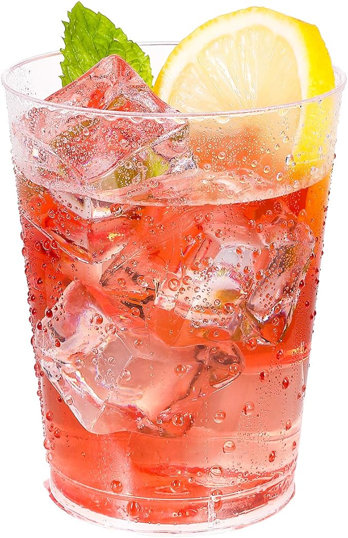 JOLLY CHEF 10 oz Clear Disposable Plastic Cups 50 Pack, Clear Plastic Cups Tumblers, Heavy duty Party Glasses, Disposable Cups for Wedding, Thanksgiving,Halloween,Christmas Party