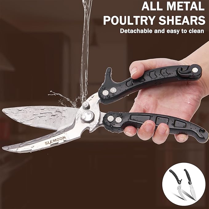 Kitchen Shears Heavy Duty Poultry Shears Meat Cutting Dishwasher Safe and Stainless Food Kitchen Scissors for Chicken Turkey Thanksgiving,Black