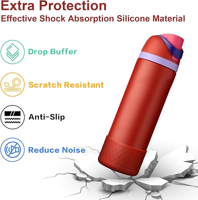 2PCS Silicone Water Bottle Boot for Owala 24oz, Protective Bottom Bumper Anti-Slip Sleeve for FreeSip, Twist, and Flip Stainless Steel Bottles, Dishwasher Safe and BPA Free