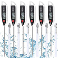 6 Set Waterproof Food Thermometer for Water, Liquid, Candle and Cooking Digital Meat Thermometer with Long Probe Instant Read for Kitchen BBQ Grill Candy (White)