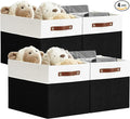 DECOMOMO Kallax Storage Cubes -13x15x13 Storage Bins, Baskets for Organizing Shelves (Black and White, 4-Pack)