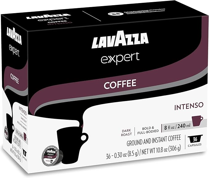 Lavazza Expert Intenso Coffee Capsules, Dark Roast, Arabica and Robusta Blend, Compatible with Lavazza Classy Plus Machine (36 Capsules)