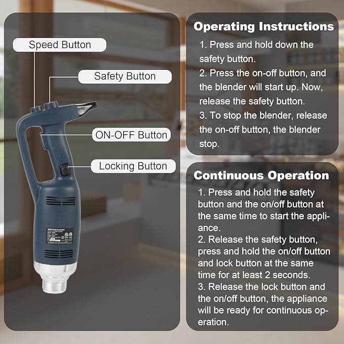 VONCI 750W Commercial Immersion Blender, Extra Heavy Duty Hand Blender with Variable Speed 8000-19000RPM, Handheld Stick Mixer with 20" SUS 304 Shaft, Commercial Emulsifier for Restaurant Kitchen.