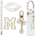 Cute Letter Charm Set Compatible with Owala Water Bottle 24 oz, 32 oz, 40 oz, Owala Kids, Owala Coffee Tumbler, Owala FreeSip – Includes Handle Strap, for Owala Accessories & Stanley Cup Accessories