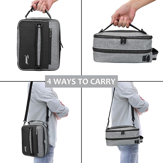 Tirrinia Expandable Insulated Lunch Bag for Men Women – Leakproof Reusable Cooler LunchBox for Kids & Adults with Shoulder Strap, Perfect for Work, School, Office, Travel,Dark Grey