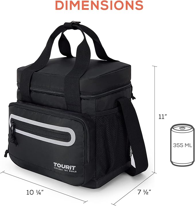 TOURIT Large Lunch Bag 14L Insulated Lunch Box Lunch Cooler for Men Women Work, Black
