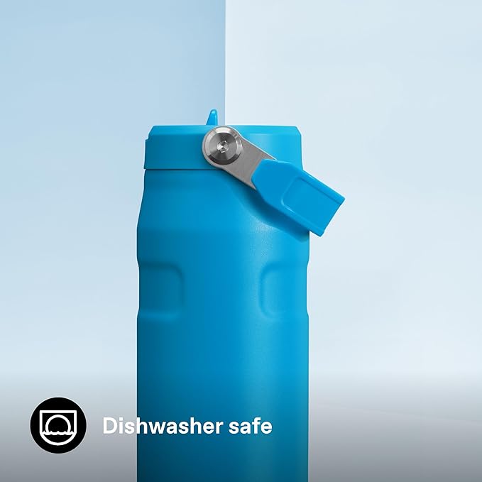 Stanley IceFlow Flip Straw 2.0 Water Bottle 24 OZ | Built-In Straw with Larger Opening | Lightweight & Leak-Resistant | Insulated Stainless Steel | BPA-Free | Azure