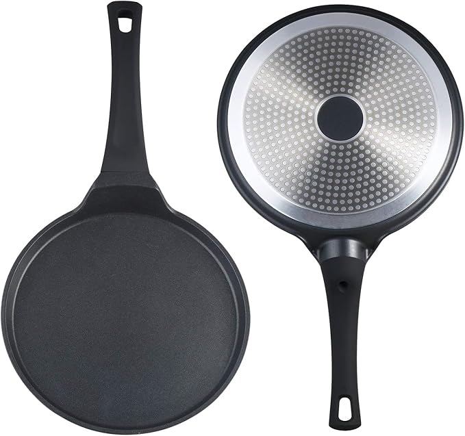S·KITCHN Nonstick Crepe Pan, Skillet Pan for Dosa Tawa Omelette Tortillas Crispy Pancake, Griddle Pancake Pan, PFOA FREE and Induction Compatible - 10IN