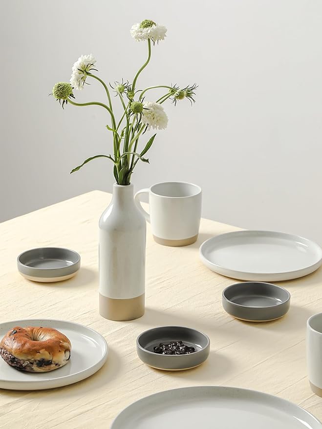famiware Milkyway Ceramic Soy Sauce Dish, Dipping Bowls Set of 6, Dipping Sauce Bowls/Dishes, 4oz Small Serving Bowls for Side Dishes, Condiment, Sushi, Appetizer, Dessert, Dark Gray