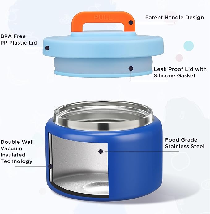 MAISON HUIS 8oz Soup Thermo Wide Mouth Vacuum Insulated Thermo Food Jar, Leak Proof Stainless Steel Thermo for Hot&Cold Food Kids Food Lunch Soup Container for School Travel