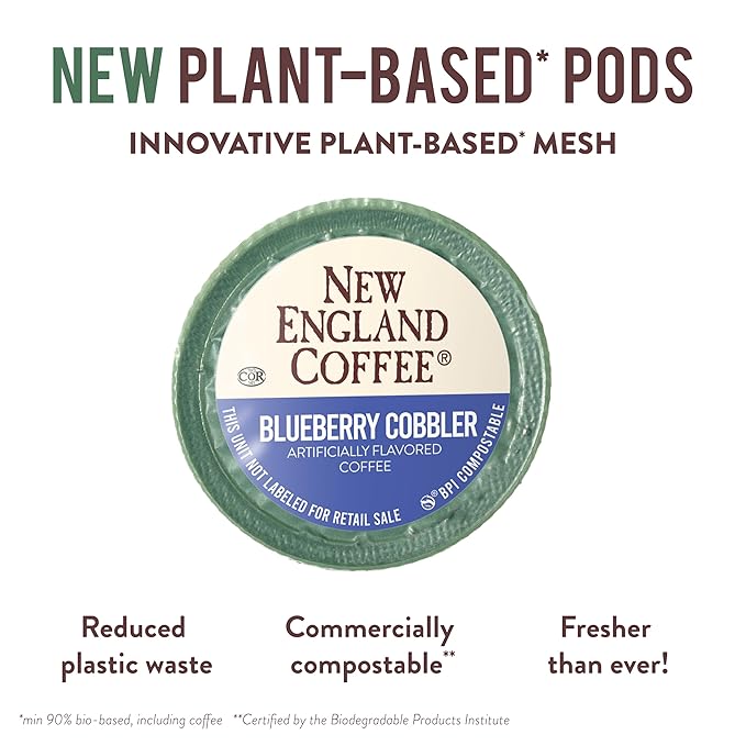 New England Coffee Blueberry Cobbler Medium Roast Single Serve Pods, 12ct Box (Pack of 1)