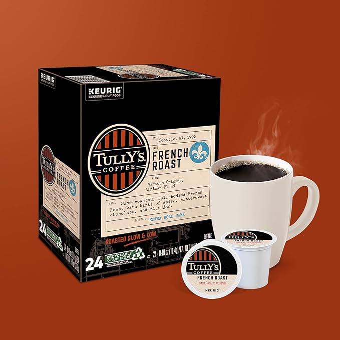 Tully's Coffee French Roast, Keurig Single-Serve K-Cup Pods, Dark Roast, 96 Count