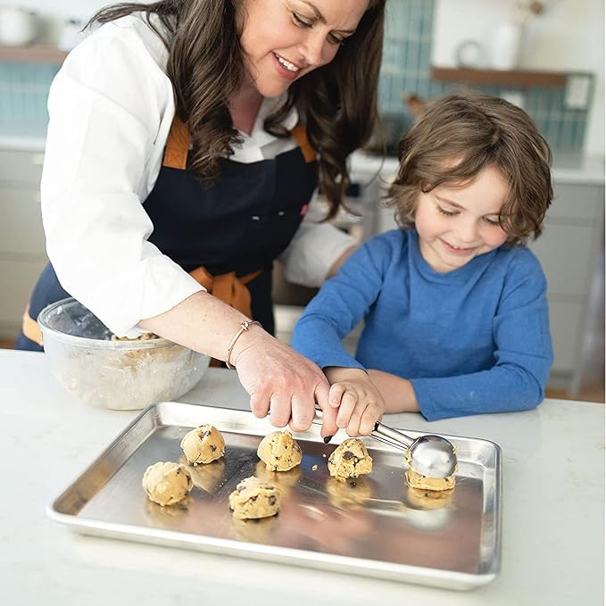 KITCHENATICS Premium Quality Half Sheet Size Baking Pans, Nonstick Cookie Sheets for Baking, Oven Safe Baking Sheet Pans, Heavy Duty 1/2 Commercial Baking Sheets for Oven - 13.1" x 17.9" IN, Set of 2