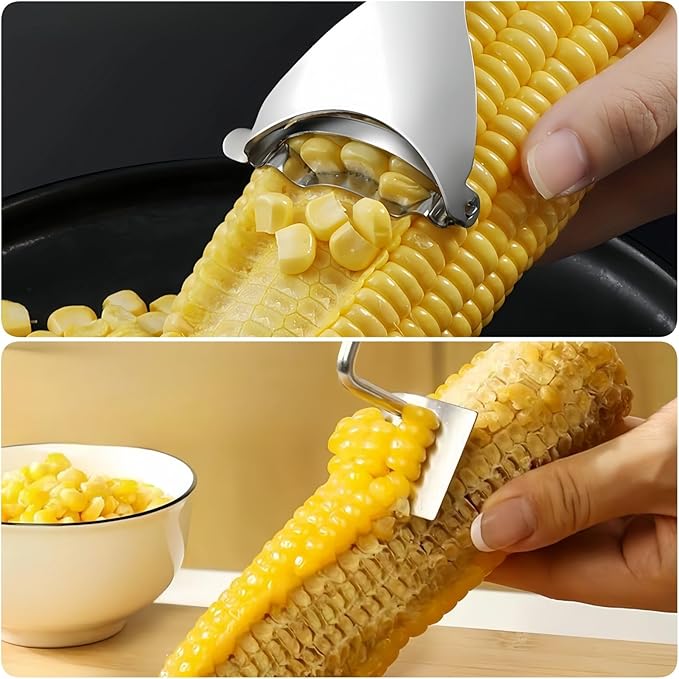 3 Pcs Upgraded Stainless Steel Corn Kitchen Tool set Corn Peeler, Corn Stripper and Corn Holder, The Ideal Gadget for Corn on the Cob in 3 Seconds BCMON