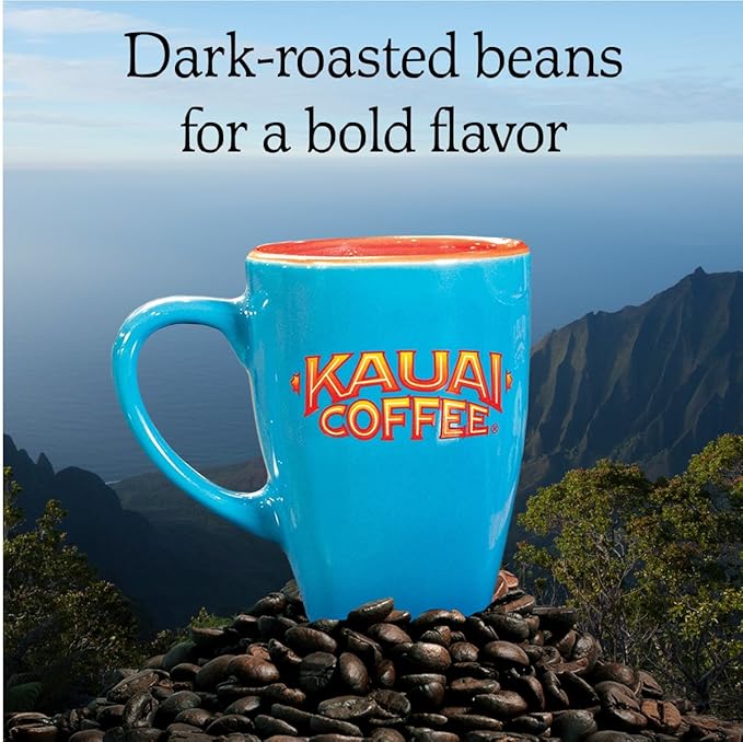 Kauai Coffee Pods Compatible with K-Cup Pods for Keurig Brewers – 20% Hawaiian Arabica – Dark Roast, Rich, Smooth, No Bitterness – Na Pali Coast, 6 Packs of 12 Single Serve Cups