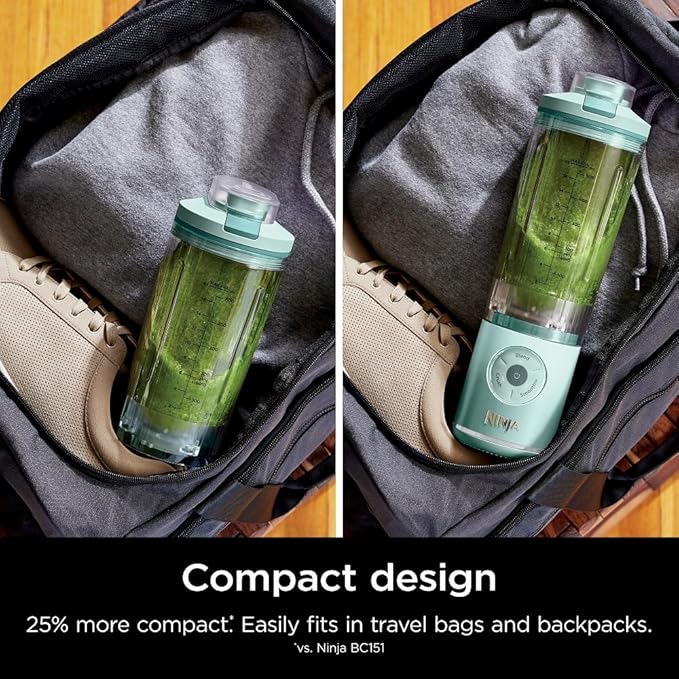 Ninja Blast Max, Portable Blender + Twist & Go, Personal Smoothie, Blend, Ice Crush, 3 Programs, Cordless, 22oz removable Vessel, Dishwasher Safe, Leakproof, Sea Glass, BC251MT