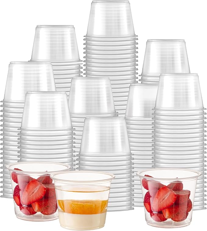 Fit Meal Prep 2500 Pack 4 oz BPA Free Condiment Cups No Lids, Disposable Jello Shots Containers, Small Dipping Sauce Cups, Plastic Ramekins in Bulk, Stackable Souffle Cups for Sample, Portioning