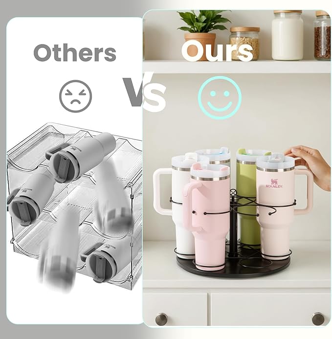 Upgraded Water Bottle Organizer for Stanley 40 oz/30 oz/20 oz,Rotating Stanley Cup Organizer Holder,Tumbler Holder Organizer, Easy to Install Kitchen Organizers and Storage for Stanley Cup Accessories