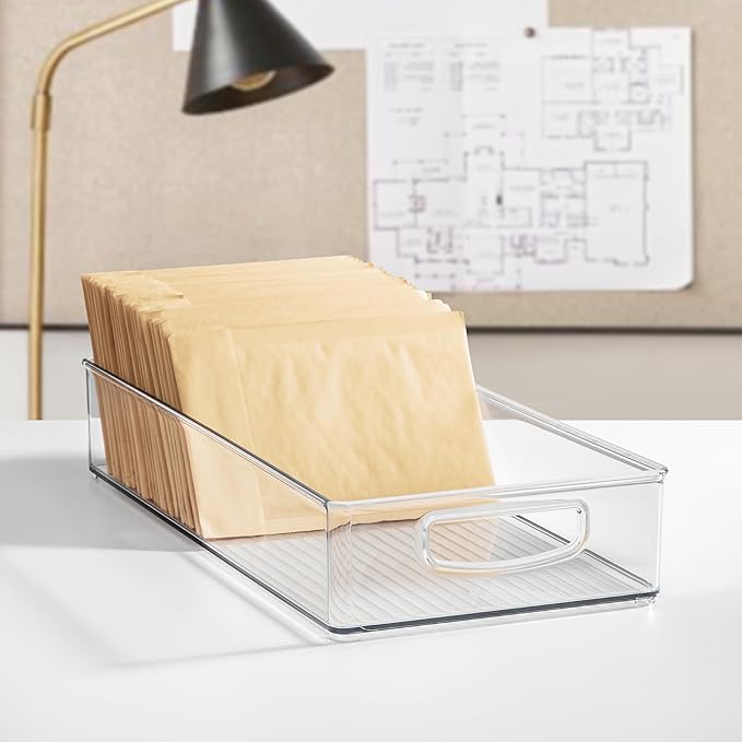 iDesign Stackable Clear Plastic Extra Long Pantry Organizers and Cabinet Storage Bins for Kitchen