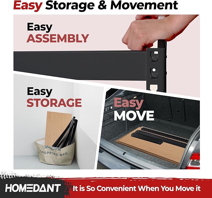 HOMEDANT 5 Tier Laminated Boltless Heavy Duty Garage Storage Adjustable Wide Size Metal Shelving Unit Utility Rack Shelves Organization Multipurpose Shelf Shed Warehouse 47.7"W x 18.2"D x 71.3"H 1Pack