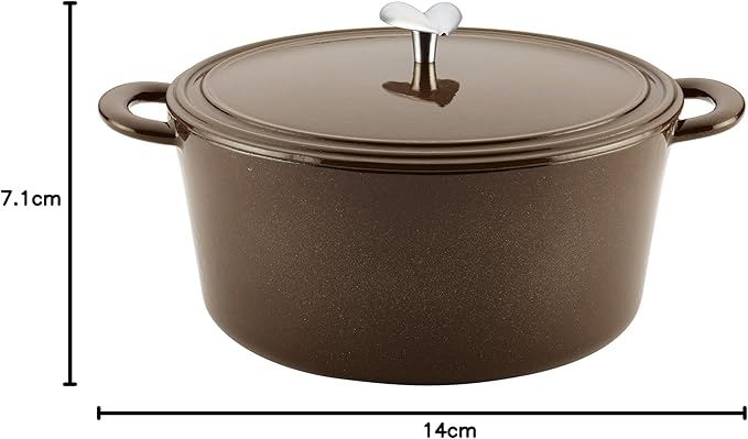 Ayesha Curry Cast Iron Enamel Casserole Dish/ Casserole Pan / Dutch Oven with Lid - 6 Quart, Brown Sugar